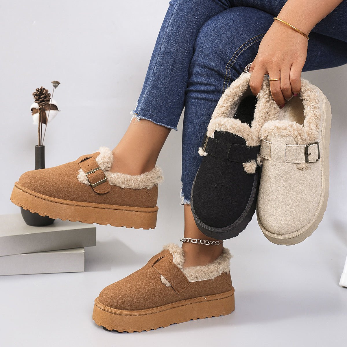 Women's Plus - size Snow Boots With Plush Lining And Thick Soles - Babyvera