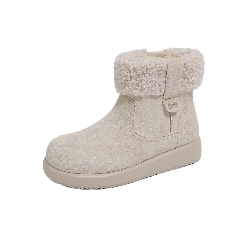 Womens Retro Warm Fuzzy Cotton Shoes - Babyvera