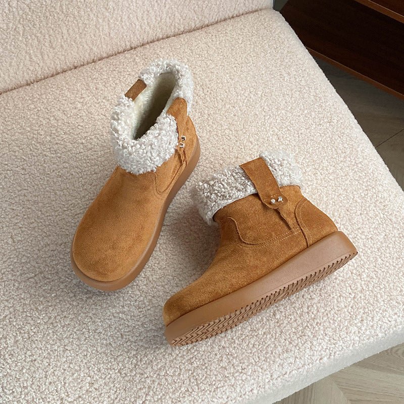 Womens Retro Warm Fuzzy Cotton Shoes - Babyvera