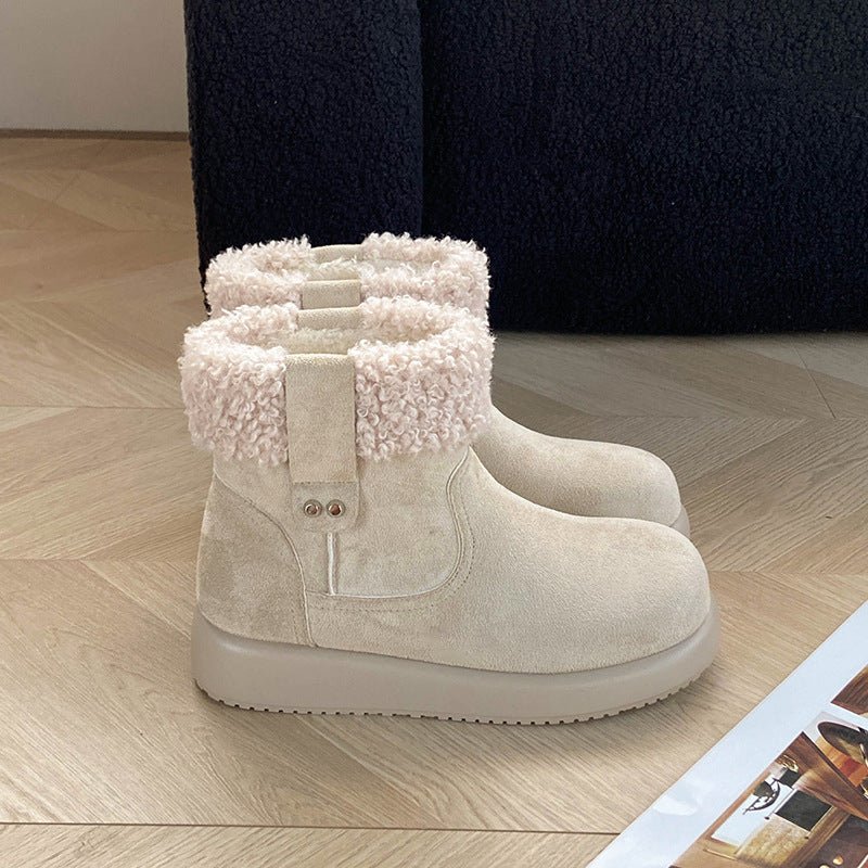 Womens Retro Warm Fuzzy Cotton Shoes - Babyvera