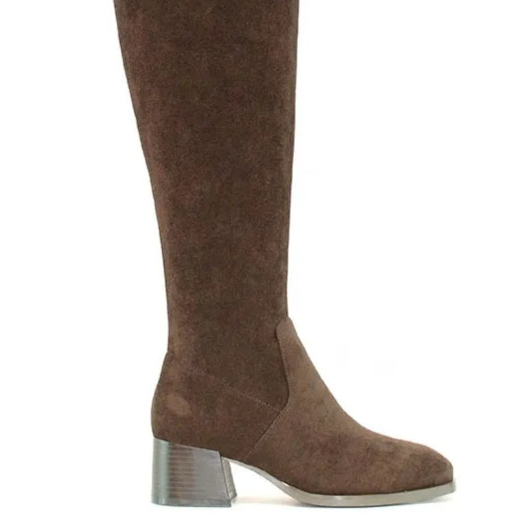 Women's Solid Color Fashion Frosted Long Martin Suede Boots - Babyvera