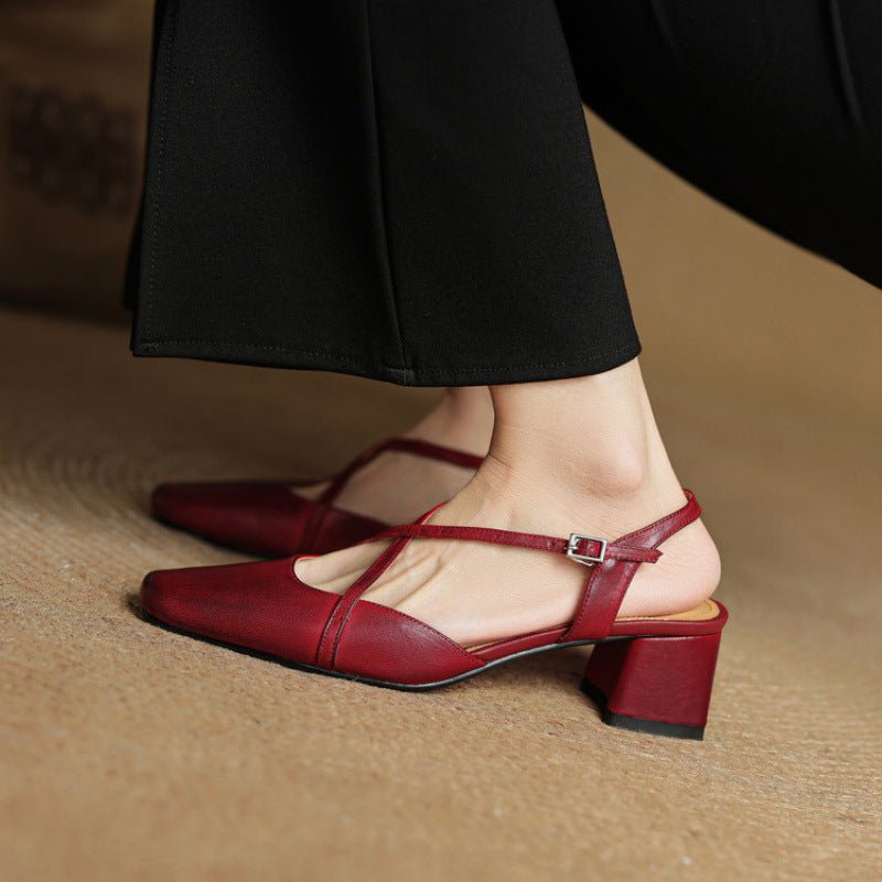 Women's Tendon Soft Bottom Mid Heel Sandals Closed Toe Casual - Babyvera