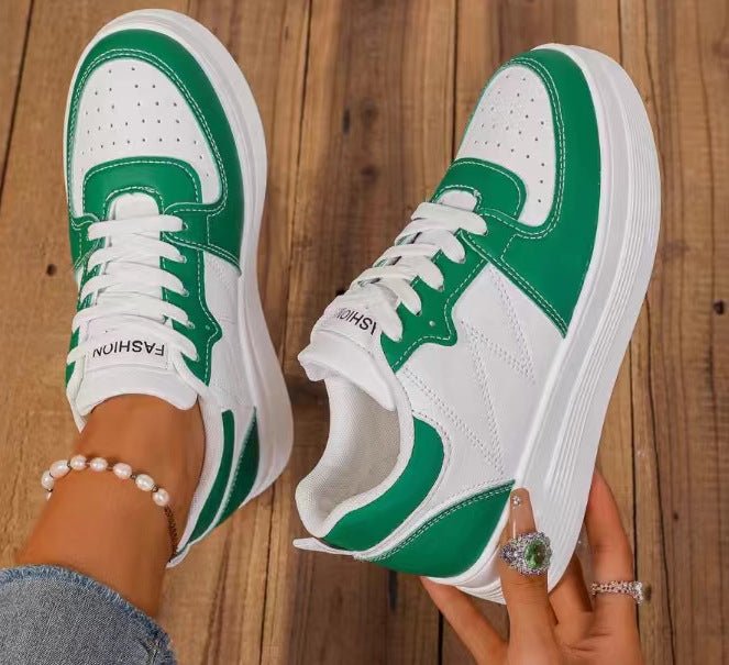 Womens White Chunky-soled Elevating Sneakers - Babyvera